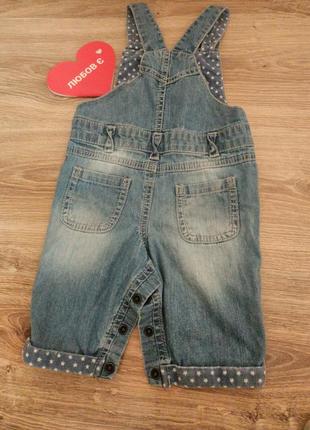 F&f бренд джинс катон, тонкий літній комбінізон для дівчаток 6-9 міс.2 фото