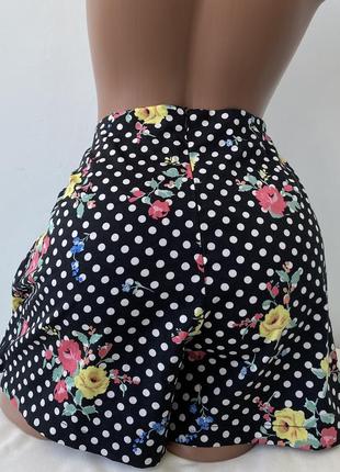 Спідниця-шорти на запах у квітковий принт і гороховий принт atmosphere юбка шорты в цветочный принт на запах3 фото