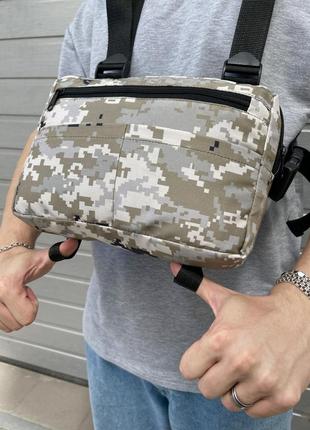 Нагрудна сумка камуфляж піксель мультикам / підходить військовим2 фото