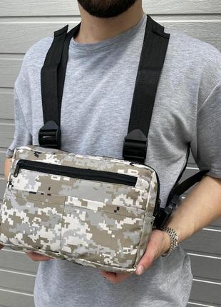 Нагрудна сумка камуфляж пиксель мультикам / підходить військовим4 фото
