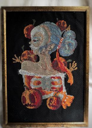 Картина хрестиком «хеллоувнська дівчина»