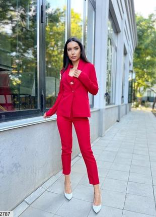 Костюм червоний топ піджак штани3 фото
