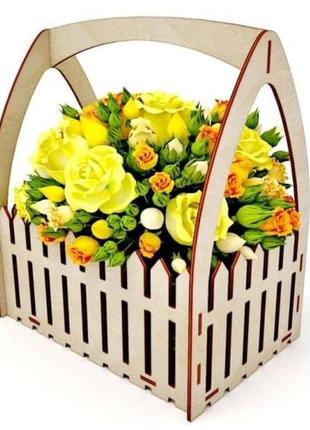 Подарункова корзина з дерева purewooddecor для квітів 22х14х26 см