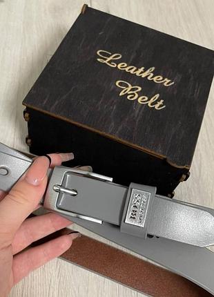 Ремінь жіночий ремінь вузький ремінь шкіряний ремінь сірий
