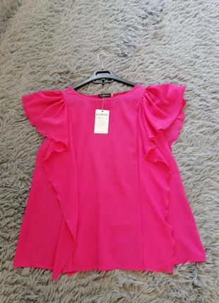 Розпродаж красива яскраві соковиті блузи насичені кольори рожевий фуксія зелений смарагд білі-жо3 фото