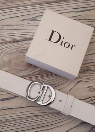 Ремень женский кожаный белый в стиле dior / ремінь пояс жіночий