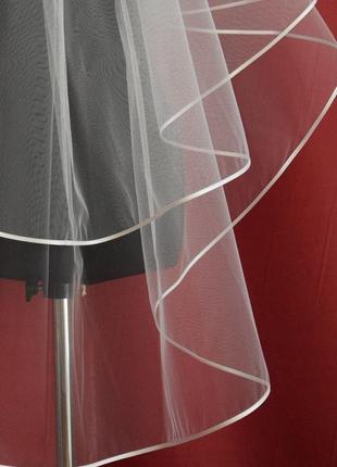 Свадебная фата "атласный кант" в два слоя (белая; айвори)