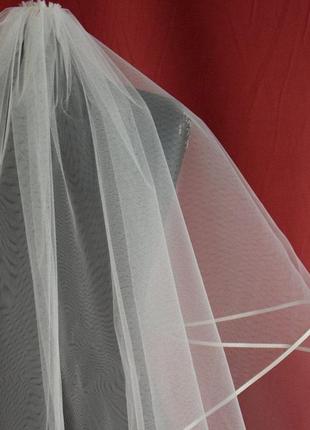 Свадебная фата "атласный кант" в два слоя (белая; айвори)