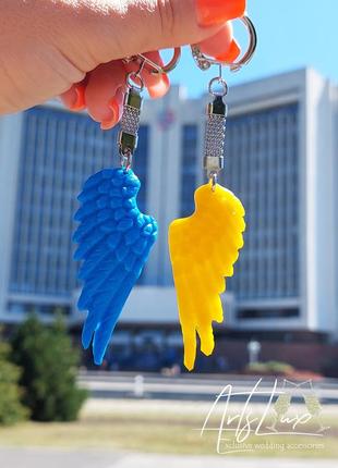 Патріотичний парний брелок для ключів для нього і для неї в жовто-блакитних кольорах у...