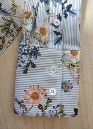 Актуальная рубашка, блузка полоска дорогой бренд цветочный принт бренда hawes& curtis fitted,р.uk125 фото