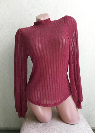 Полупрозрачная водолазка. гольф кружево. блуза сеточка. люрекс.