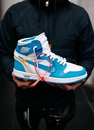Nike air jordan 1 off-white blue white мужские кроссовки найк аир джордан