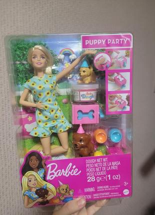 Лялька барбі вечірка для цуценят barbie doll & puppy party playset