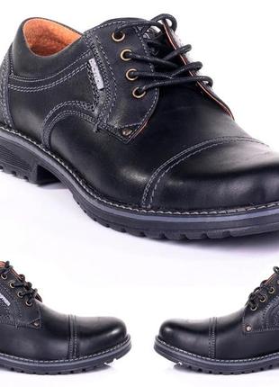 Мужские кожаные туфли city usa black, черные мужские демисезонные повседневные . мужская обувь