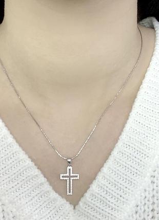 Серебряный крест крестик с фианитами2 фото