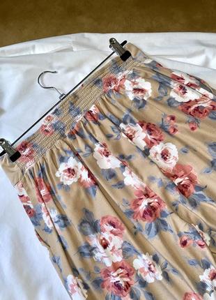Штани палаццо натуральна тканина від e-vie, зручні штани квітковий принт, брюки палаццо в цветочный принт натуральная ткань10 фото