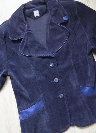 Синя вельветова шкільна форма, трійка (жикет, спідниця, штани)