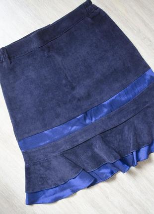 Синя вельветова шкільна форма, трійка (жикет, спідниця, штани)3 фото