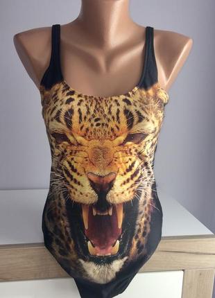 Красивый купальник, боди, комбидресс с принтом тигра