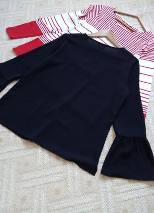 Черная блуза, блузка с воланами на рукавах, tcm tchibo, размер евро 401 фото