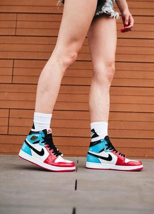 Nike  air jordan 1 retro high blue red white 2  женские кроссовки найк аир джордан4 фото