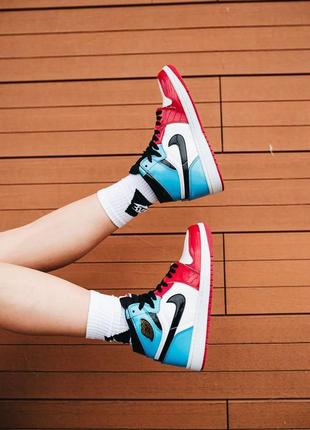 Nike  air jordan 1 retro high blue red white 2  женские кроссовки найк аир джордан8 фото