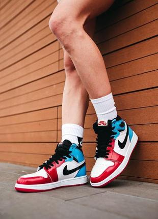 Nike air jordan 1 retro high blue red white 2 мудские кроссовки найк аир джордан6 фото