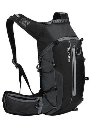 Велосипедний рюкзак west biking yp0707210 black + gray велорюкзак 10 l спортивна сумка3 фото