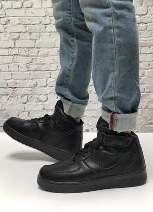 Nike air force high winter black женские кроссовки найк аир форс черные