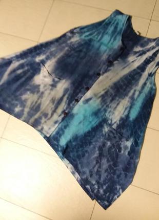 Натуральна  подовжена блуза/жилетка з карманами великого 24 розміру