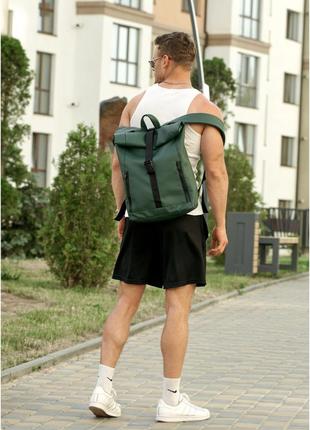 Рюкзак чоловічий ролл зелений з екошкіри2 фото