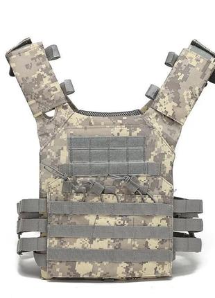 Жилет молли тактический плитоноска облегченная molle серый пиксель военная армейская