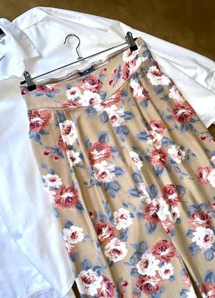 Штани палаццо натуральна тканина від e-vie, зручні штани квітковий принт, брюки палаццо в квітковий принт натуральна тканина