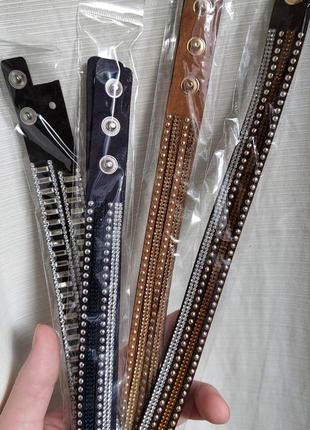 Браслет багатошаровий (темно-синій, штучна замша)