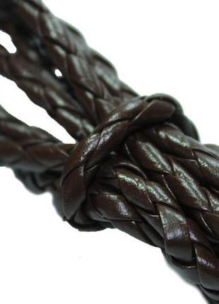 Шнур/ремень для бижутерии  из кожзама плетеный коричневый 1м/5мм1 фото