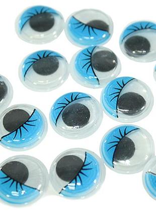 Очкі для іграшок з віями 10шт/10мм:блакитні