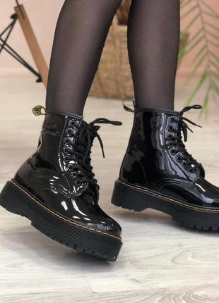 Ботінки жіночі зимові dr. martens jadon black no logo (молнія) 6 / жіночі зимові черевики на хутрі мартінс