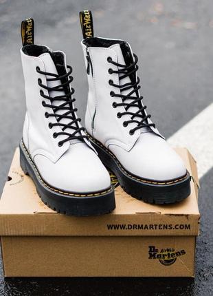 Ботінки жіночі зимові dr. martens jadon white black no logo / жіночі зимові черевики на хутрі мартінс
