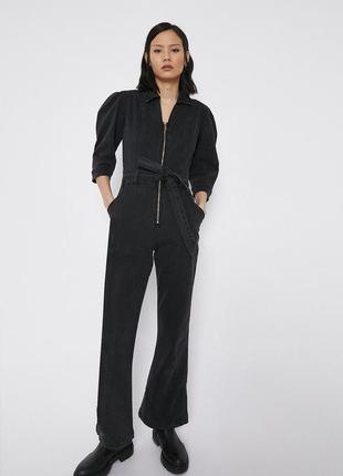 🛍брендовий джинсовий комбінезон з поясом на замку warehouse
