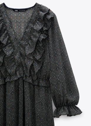 Zara платье макси сукня длинное шикарное шифоновое лёгкое полупрозрачное размер s новое8 фото