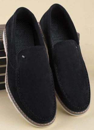 Мужские черные туфли эко замша люкс качества
