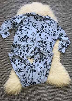 Пижама натуральная хлопковая домашний костюм леопард1 фото