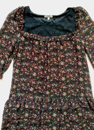 Шифоновое платье с оборками и кружевом от new look p.m принт цветы2 фото