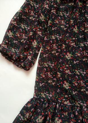 Шифоновое платье с оборками и кружевом от new look p.m принт цветы3 фото