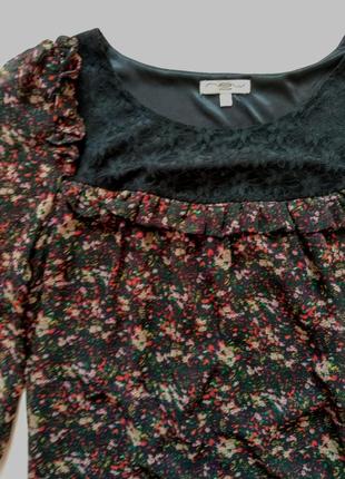Шифоновое платье с оборками и кружевом от new look p.m принт цветы4 фото