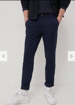 Классические строгие офисные мужские брюки темно синие