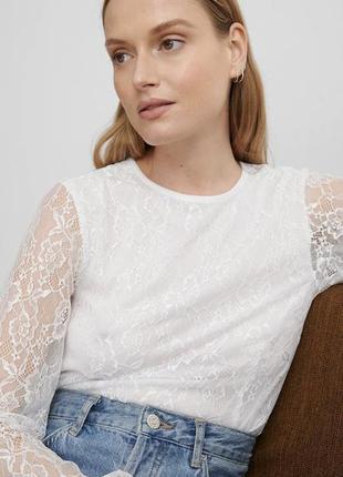 Розкішна біла мереживна блуза na-kd розмір s5 фото