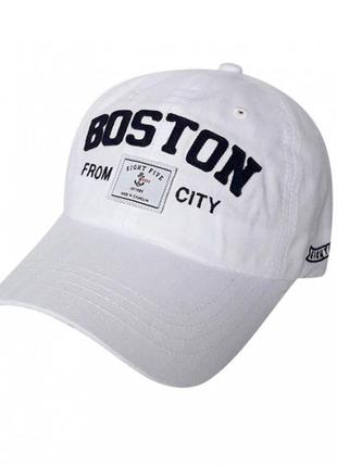 Молодежная кепка sport line белая с логотипом boston. артикул: 45-0368