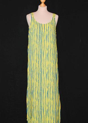 Длинный двойной сарафан  плаття платье жовто- блакитний в полоску полосатый5 фото