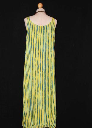Длинный двойной сарафан  плаття платье жовто- блакитний в полоску полосатый4 фото